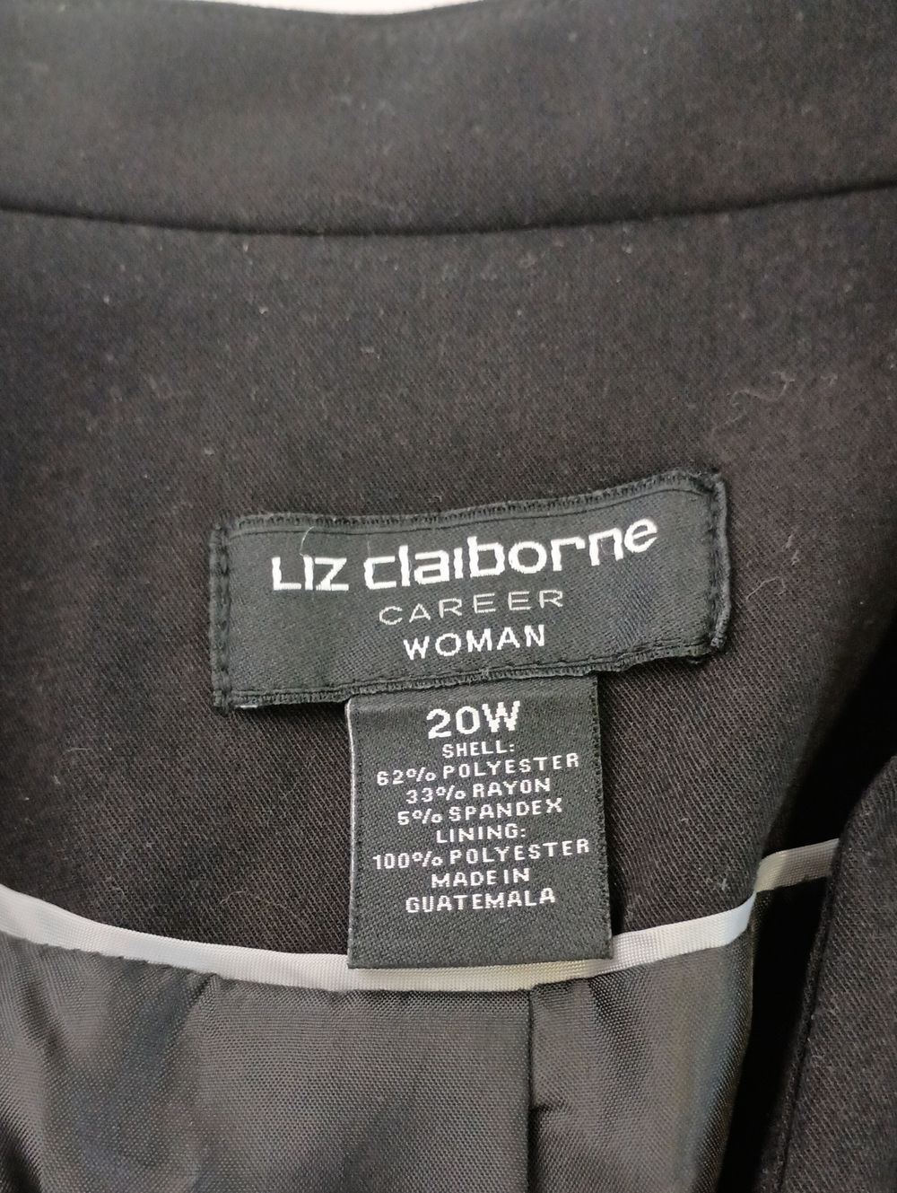 Liz Claiborne Career Women's Size 20W Collarless Blazer Black Dressy Minimalist - Picture 6 of 11